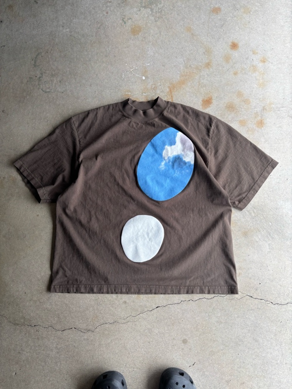 Kanye West CPFM Men's Brown Graphic Short-Sleeve Tee with Sky Patch Jesus